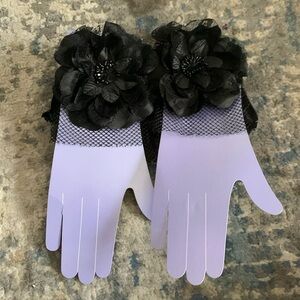Black Flower and Lace Wrist Cuffs